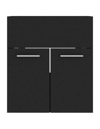 Set Mobili da Bagno Nero in Legno Multistrato