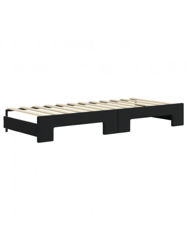 Divano Letto Estraibile con Cassetti Nero 80x200 cm in Velluto