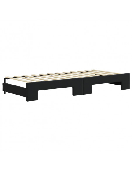 Divano Letto Estraibile con Cassetti Nero 80x200 cm in Velluto