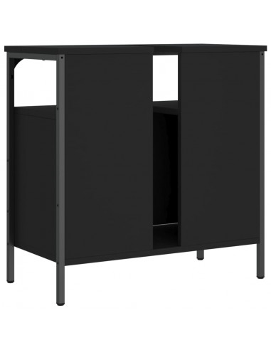 Mobile Lavabo Bagno Nero 60x30x60 cm in Legno Multistrato
