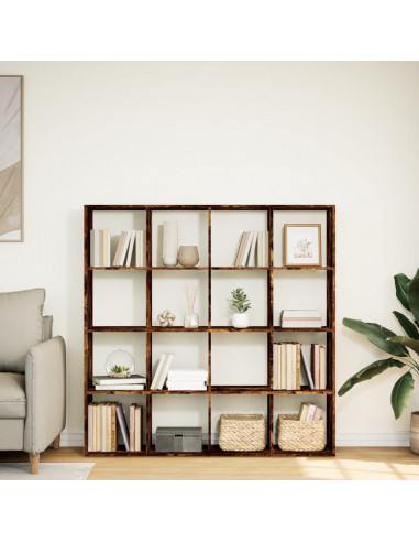Libreria Rovere Fumo 137,5x29x137,5 cm in Legno Multistrato