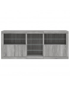 Credenza con Luci LED Grigio Sonoma 162x37x67 cm 2