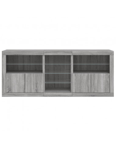 Credenza con Luci LED Grigio Sonoma 162x37x67 cm