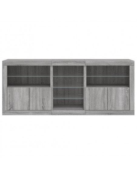 Credenza con Luci LED Grigio Sonoma 162x37x67 cm