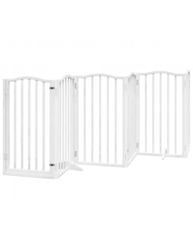 Cancello Cani Porta Pieghevole Bianco 6 Pannelli 300 cm Pioppo