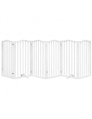 Cancello Cani Porta Pieghevole Bianco 6 Pannelli 300 cm Pioppo
