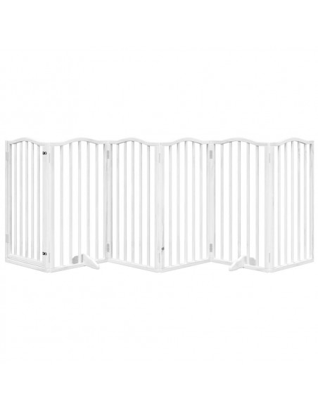 Cancello Cani Porta Pieghevole Bianco 6 Pannelli 300 cm Pioppo