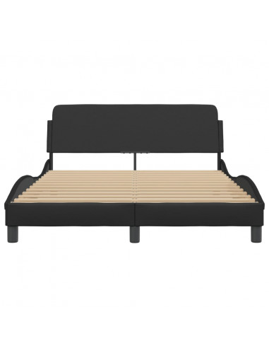 Giroletto con Testiera Nero 140x200 cm in Similpelle