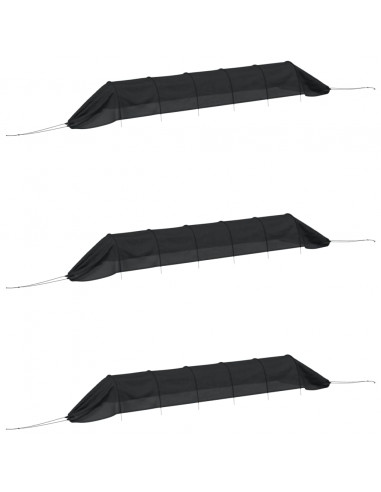 Tunnel a Rete 3pz Neri in Acciaio e Polietilene