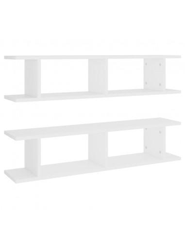 Mensole da Parete 2 pz Bianche 90x18x20 cm in Legno Multistrato