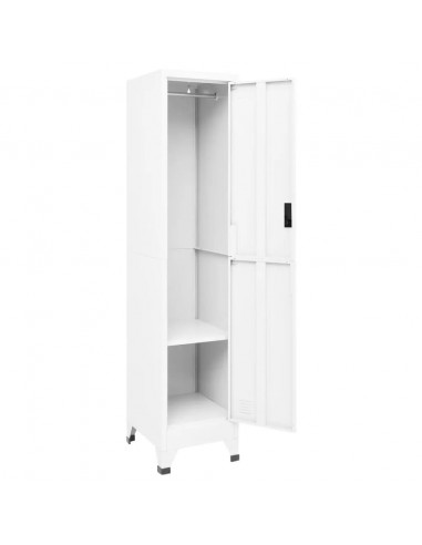 Armadietto con Serratura Bianco 38x45x180 cm in Acciaio