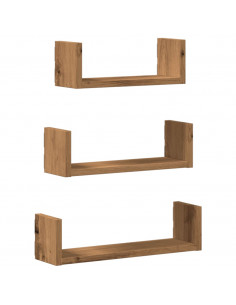 Mensole a Muro 3pz Rovere Artigianale in Truciolato 2