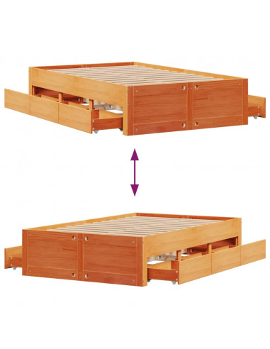 Giroletto senza Materasso con Cassetti Marrone Cera 120x190 cm