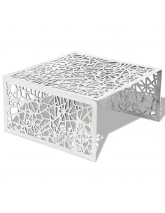 Tavolino con Design Geometrico Traforato Argento in Alluminio 2