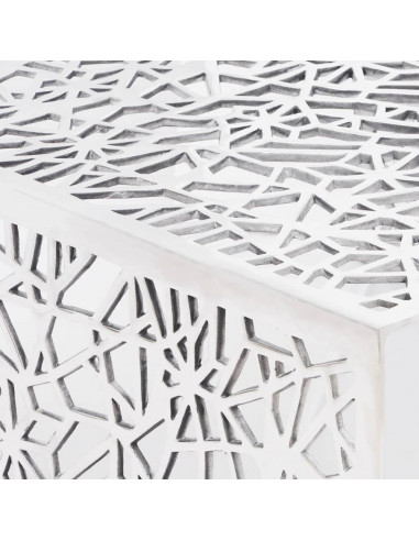 Tavolino con Design Geometrico Traforato Argento in Alluminio