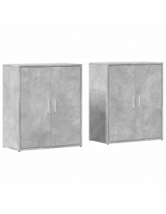 Credenze 2 pz Grigio Cemento 60x31x70 cm in Legno Multistrato 2