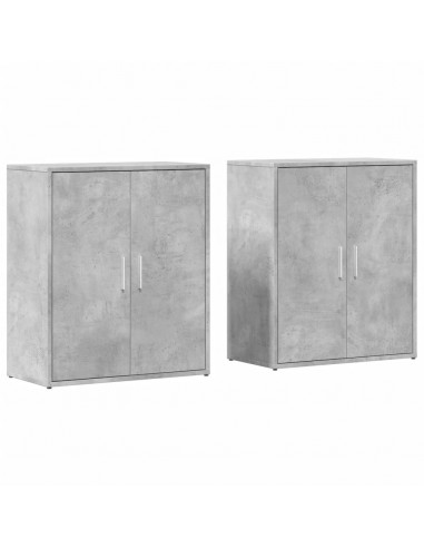 Credenze 2 pz Grigio Cemento 60x31x70 cm in Legno Multistrato