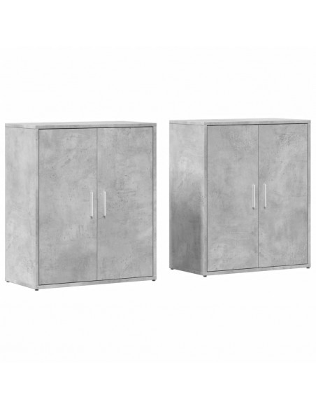 Credenze 2 pz Grigio Cemento 60x31x70 cm in Legno Multistrato
