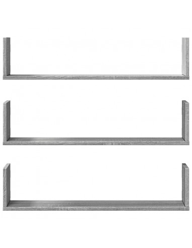 Mensole a Parete 3pz Grigio Sonoma 80x18x18 cm in Truciolato