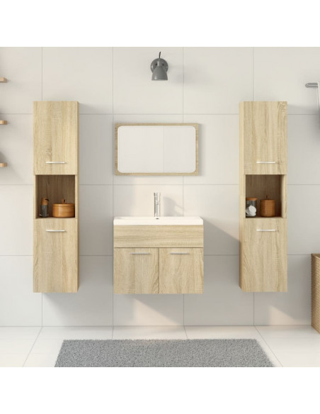 Set Mobili da Bagno 4 pz Rovere Sonoma in Legno Multistrato