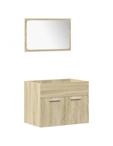 Set Mobili da Bagno 4 pz Rovere Sonoma in Legno Multistrato