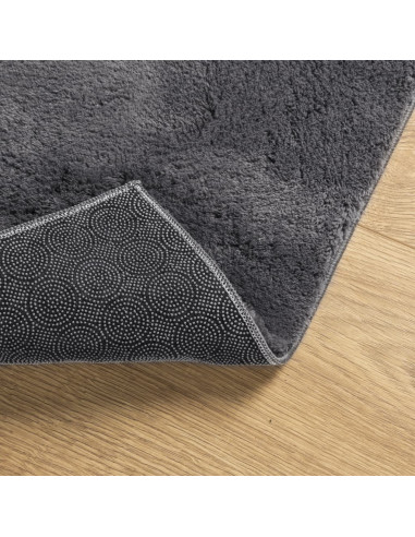 Tappeto Pelo Corto HUARTE Morbido Lavabile Antracite 120x120 cm