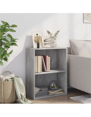 Libreria 2 Ripiani Grigio Cemento 60x30x76,5 Legno Multistrato