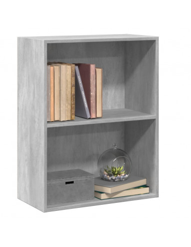 Libreria 2 Ripiani Grigio Cemento 60x30x76,5 Legno Multistrato