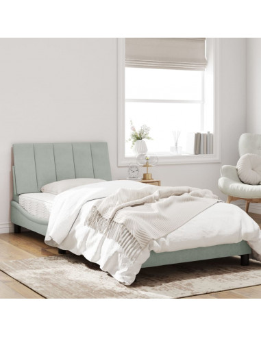 Letto con Materasso Grigio Chiaro 100x200 cm in Velluto