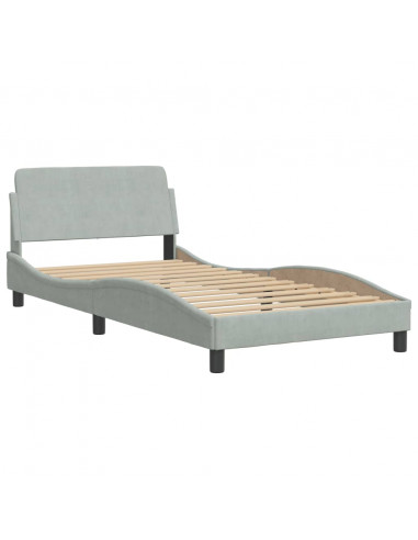 Letto con Materasso Grigio Chiaro 100x200 cm in Velluto
