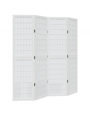 Divisorio Ambienti 4Pannelli Bianco Legno Massello di Paulownia