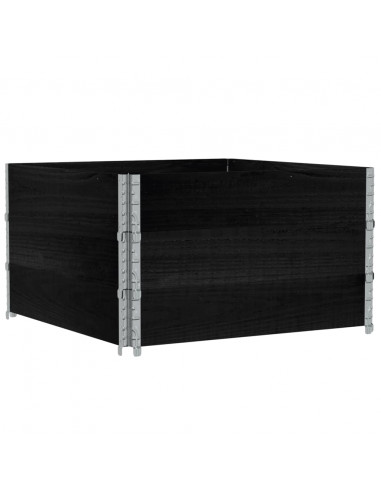 Paretali per Pallet 3 pz Neri 100x100cm Legno Massello di Pino