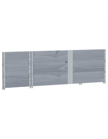Paretali per Pallet 3pz Grigi 150x50cm Legno Massello di Pino
