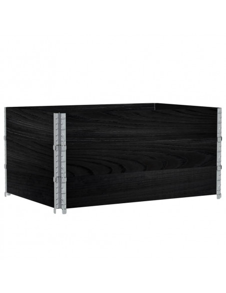 Paretali per Pallet 3 pz Neri 120x80cm Legno Massello di Pino