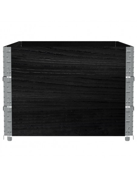 Paretali per Pallet 3 pz Neri 120x80cm Legno Massello di Pino