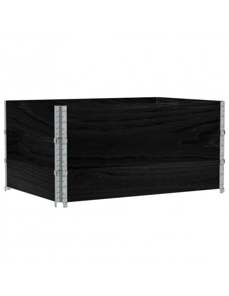 Paretali per Pallet 3 pz Neri 120x80cm Legno Massello di Pino