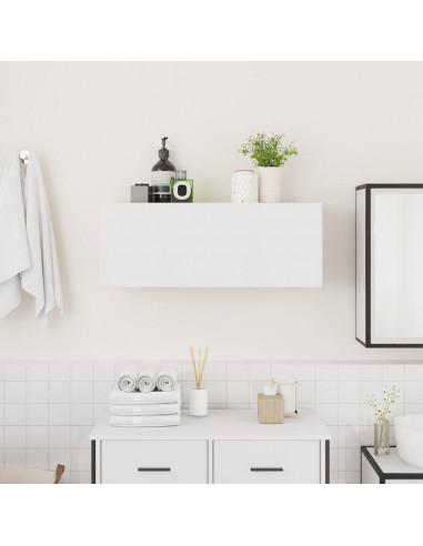 Mobile da Bagno a Parete Bianco 80x25x30cm in Legno Multistrato