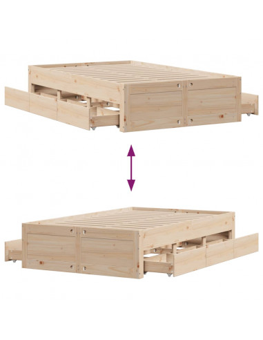 Giroletto senza Materasso con Cassetti 135x190 cm Massello Pino