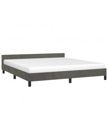 Giroletto con Testiera Grigio Scuro 160x200 cm in Velluto