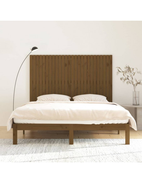 Testiera da Parete Miele 166x3x110 cm in Legno Massello di Pino