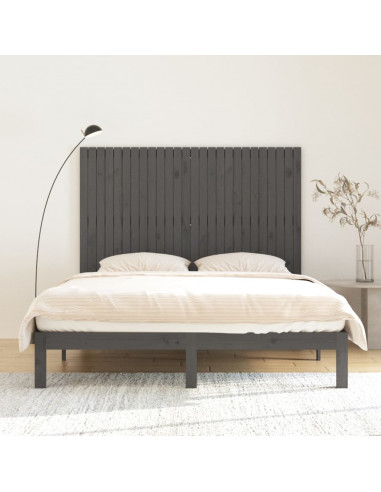 Testiera da Parete Grigia 166x3x110 cm Legno Massello di Pino