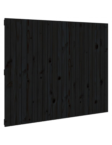 Testiera da Parete Nera 140x3x110 cm in Legno Massello di Pino