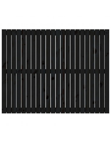 Testiera da Parete Nera 140x3x110 cm in Legno Massello di Pino
