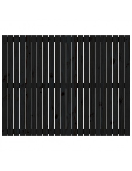 Testiera da Parete Nera 140x3x110 cm in Legno Massello di Pino