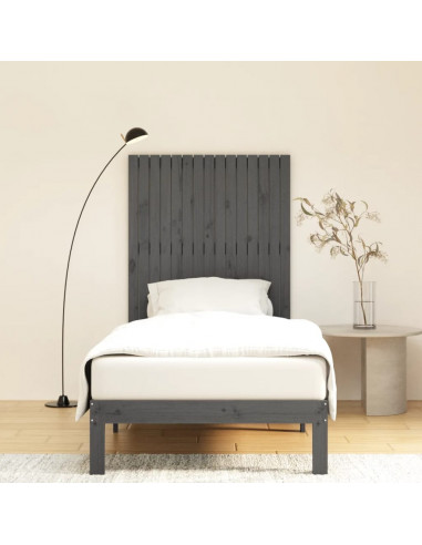 Testiera da Parete Grigia 95,5x3x110 cm Legno Massello di Pino