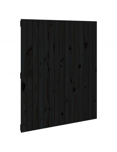 Testiera da Parete Nera 95,5x3x110 cm in Legno Massello di Pino