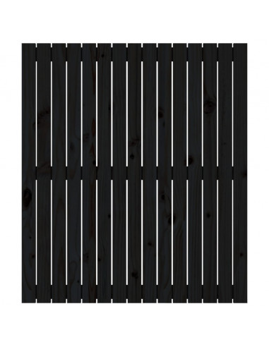 Testiera da Parete Nera 95,5x3x110 cm in Legno Massello di Pino