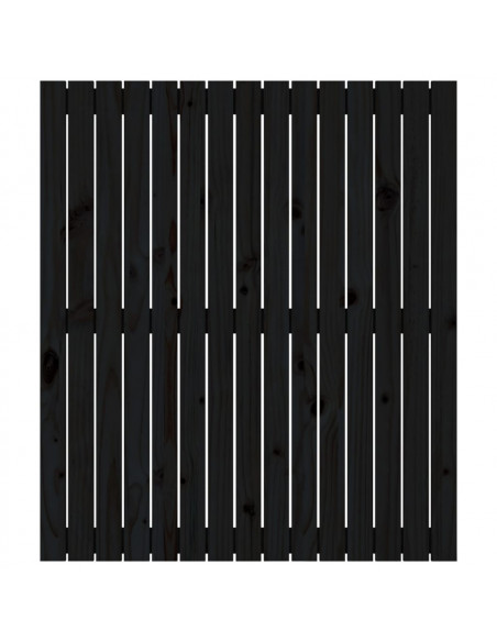 Testiera da Parete Nera 95,5x3x110 cm in Legno Massello di Pino