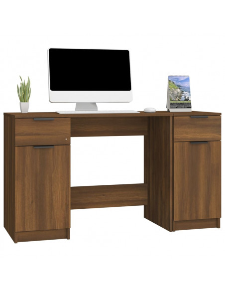 Scrivania con Mobile Laterale Rovere Marrone Legno Multistrato