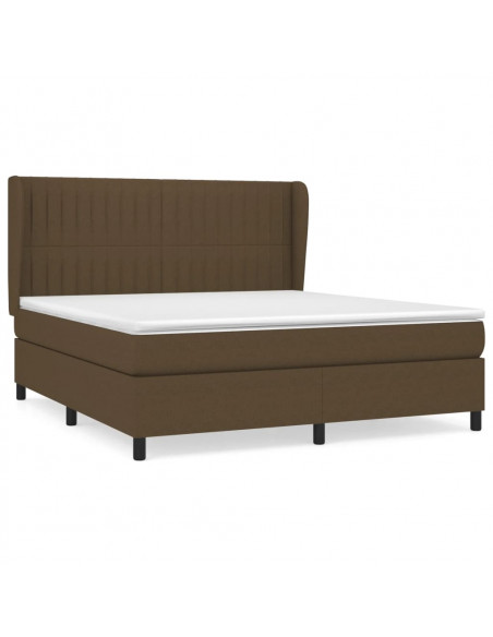 Giroletto a Molle con Materasso Marrone Scuro 160x200cm Tessuto